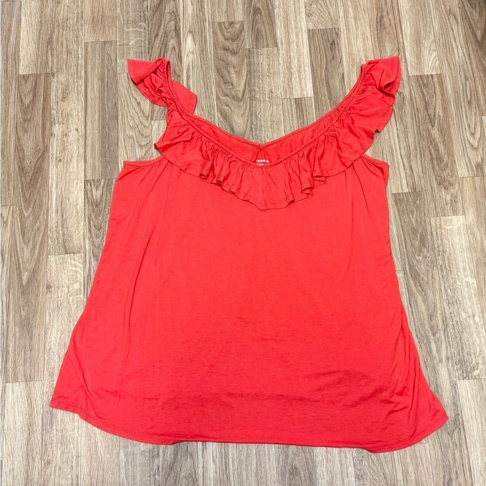 Torrid Super Soft Knits Ruffle V-Neck Tank Top Size 4X